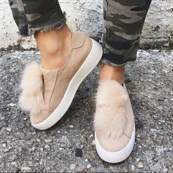 steve madden pom pom slip ons